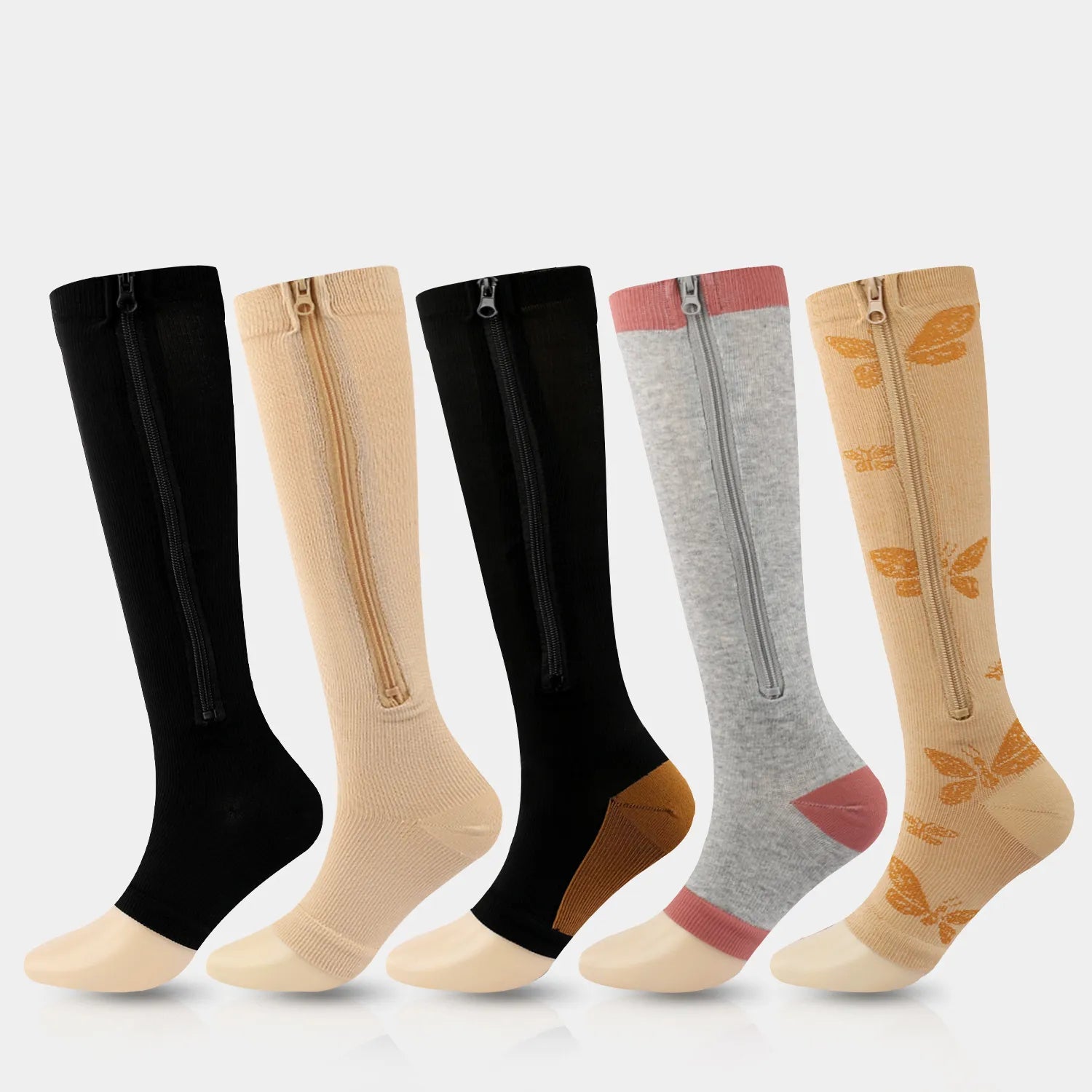 Zippered Graduated Compression Socks for Maternity & Nursing