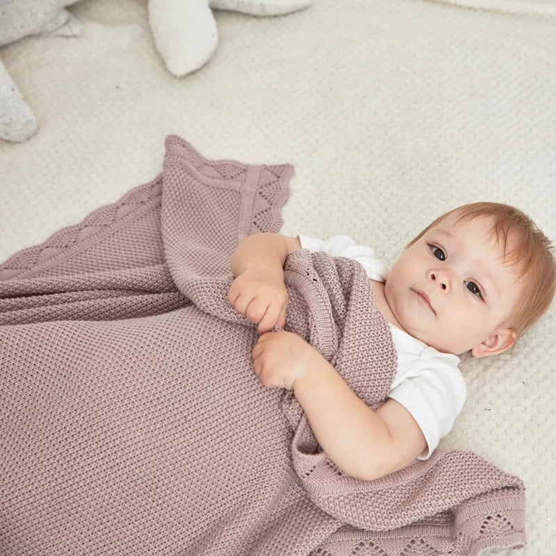 INS-Style Baby Knit Cotton Blanket – Soft Swaddle & Stroller Throw