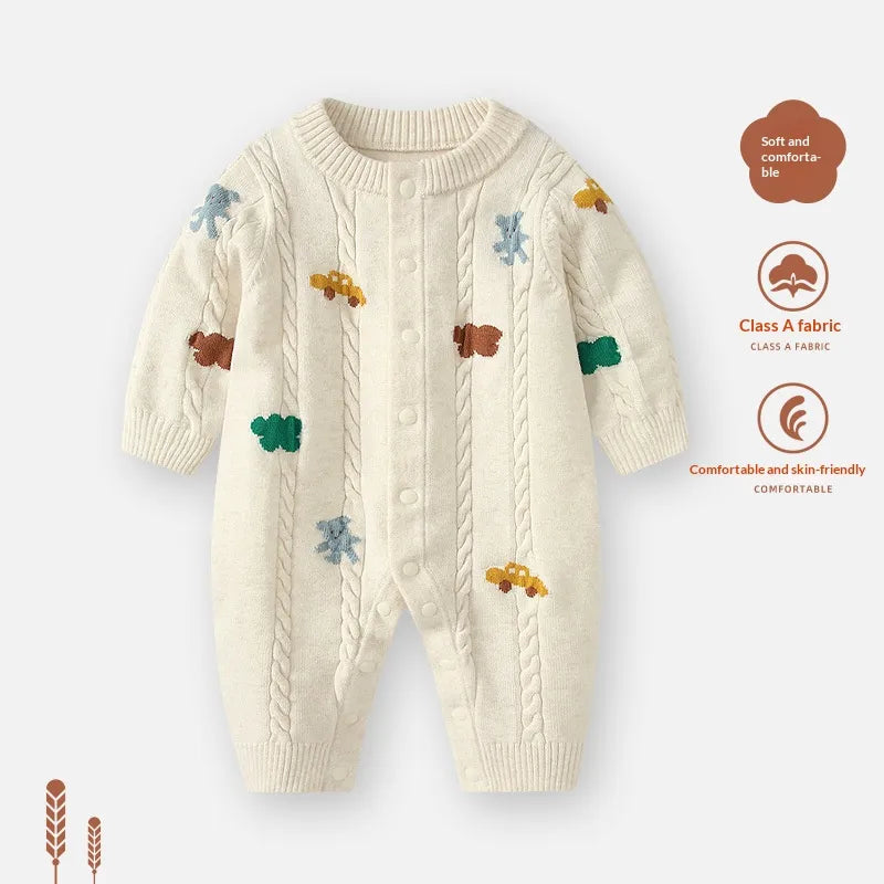 Jacquard Knit Long-Sleeve Baby Bodysuit β Newborn Fall/Winter