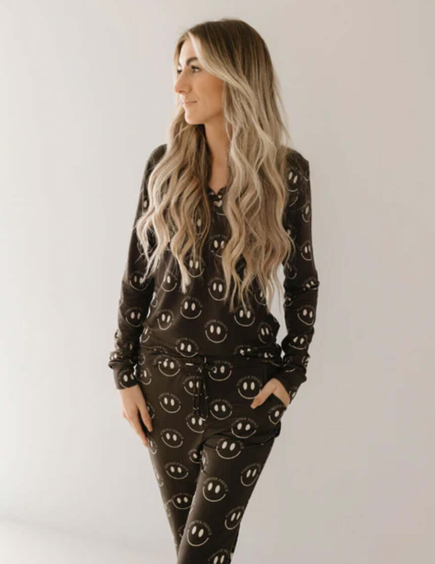 Charcoal & White ff Smile | Women's Bamboo Pajama
