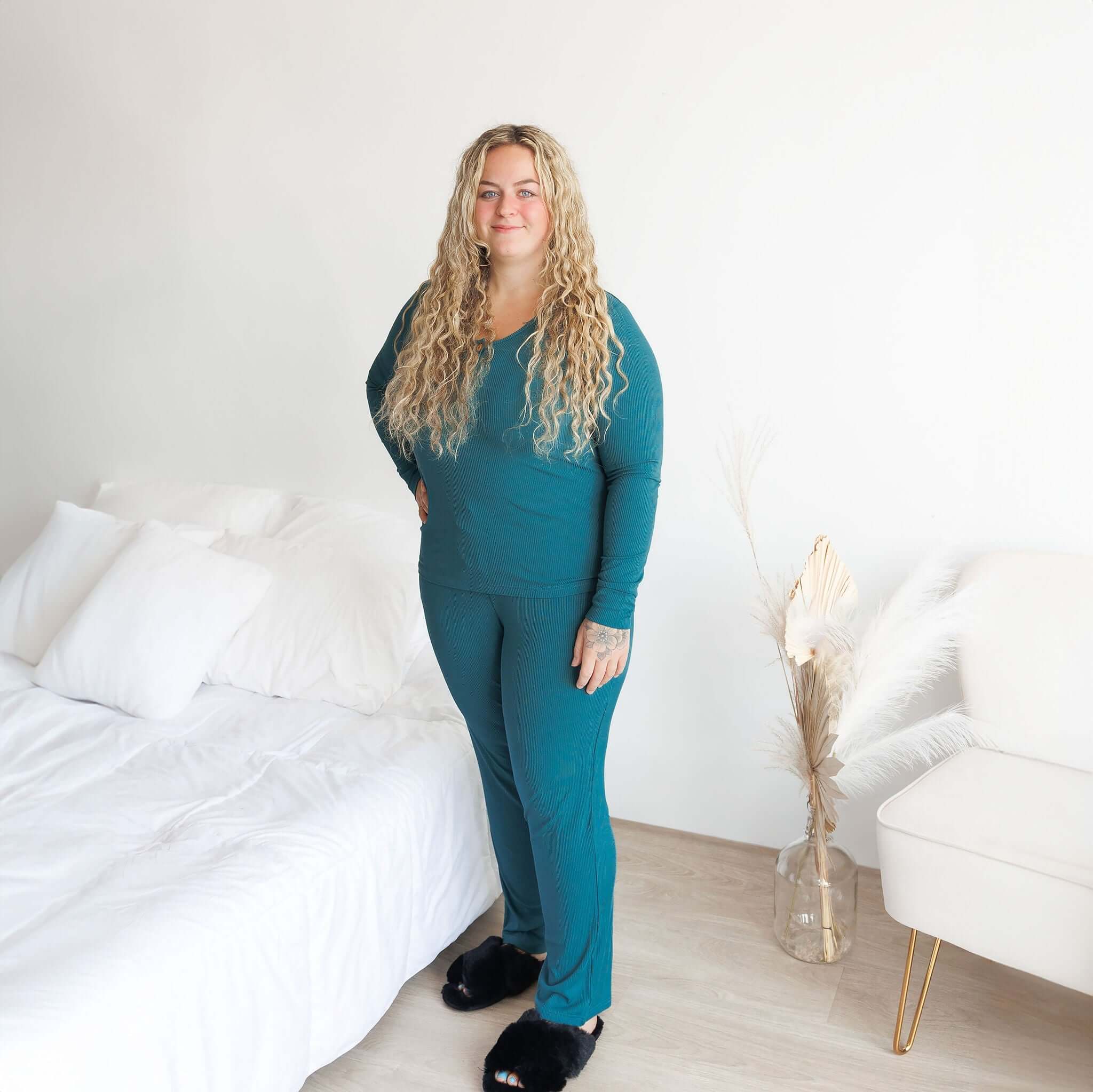 Peacock Ribbed | Women's Pajama Set