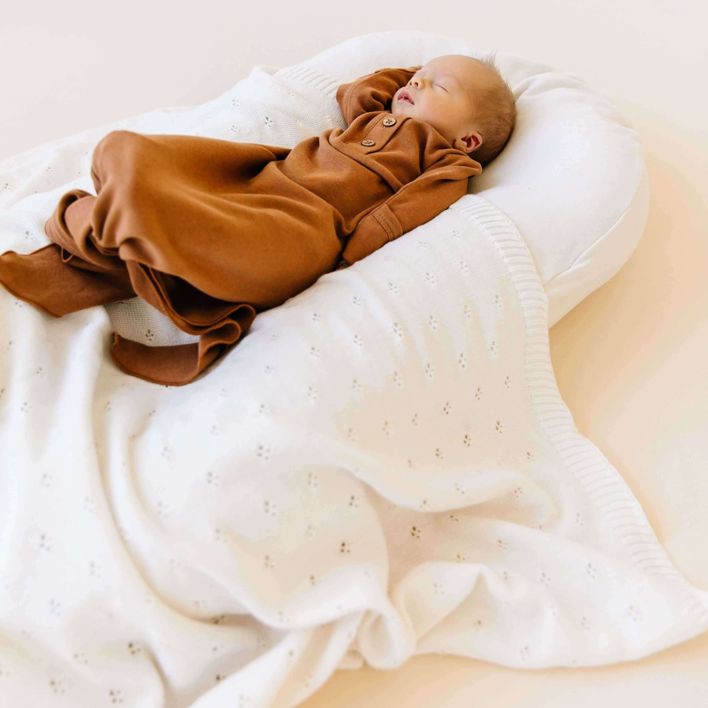 Ivory | Organic Cotton Pointelle Baby Blanket