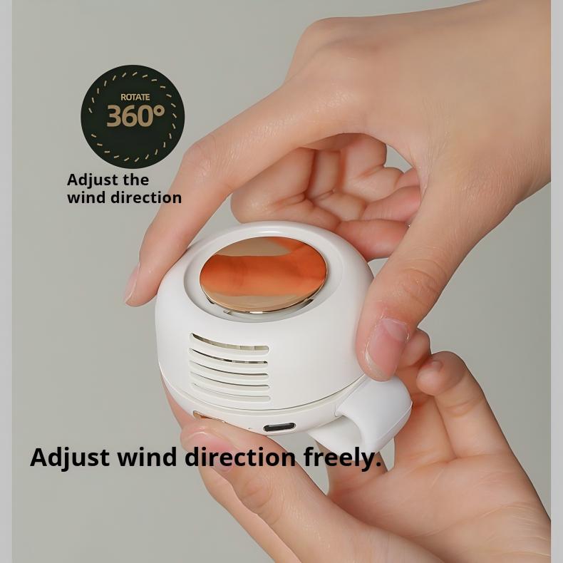 Portable Clip Fan – Bladeless Design, USB-C Rechargeable, 360° Adjustable