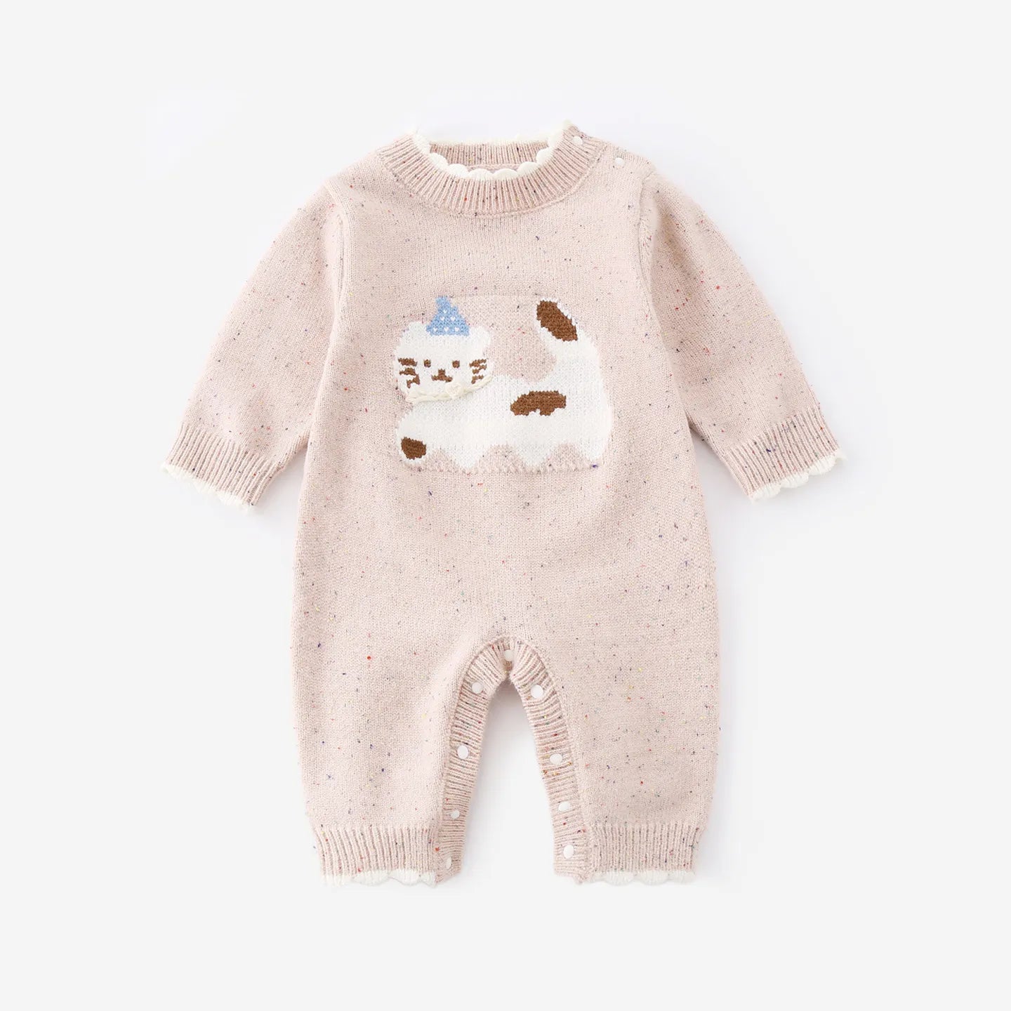 Knit Cat Graphic Baby Romper for Fall (1–3 Years)