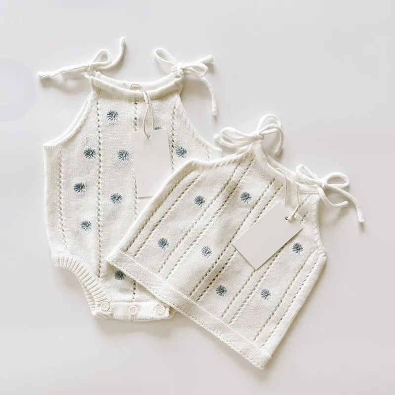 Baby Knit Cotton Romper – Sleeveless Spring & Autumn Triangle Bodysuit