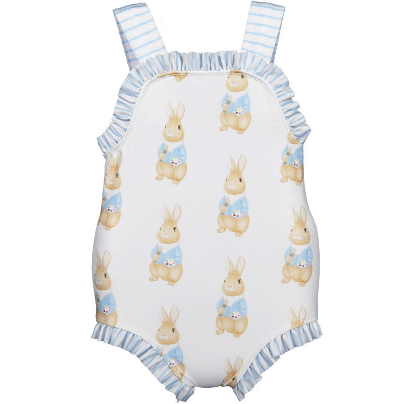 Baby & Toddler Bunny Print Swimsuit – Cute Summer Beach Romper