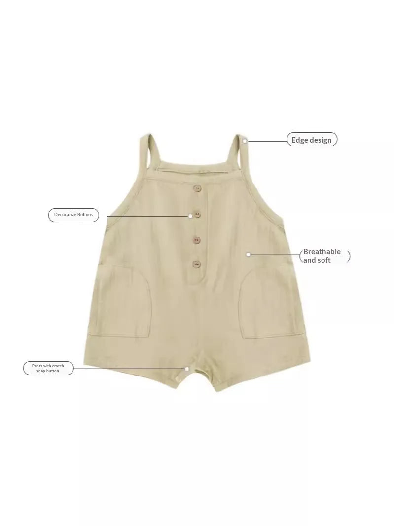 Baby Cotton Cami Romper – Lightweight Sleeveless Footed Onesie