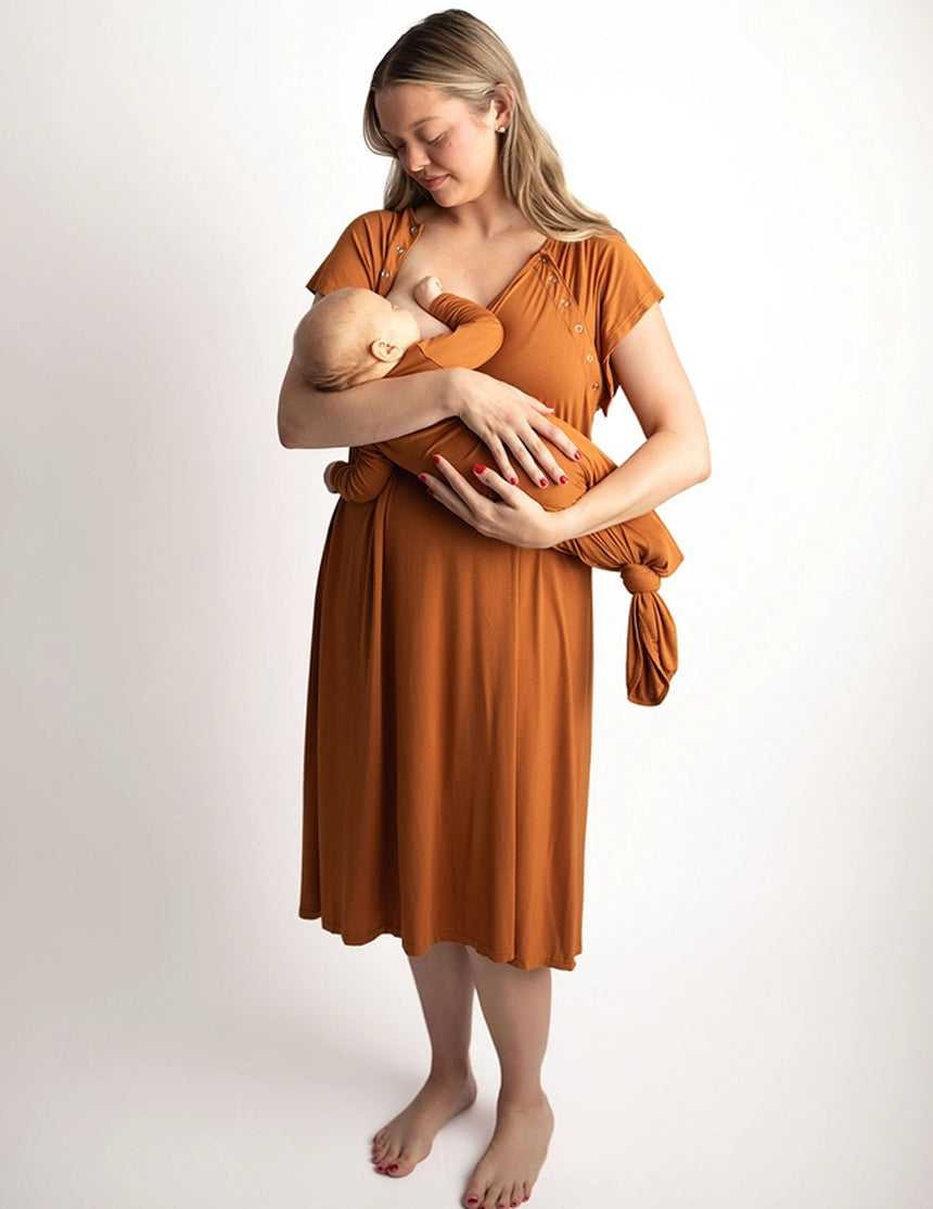 Mommy & Baby Knotted Gown Hospital Bundle | Saddle