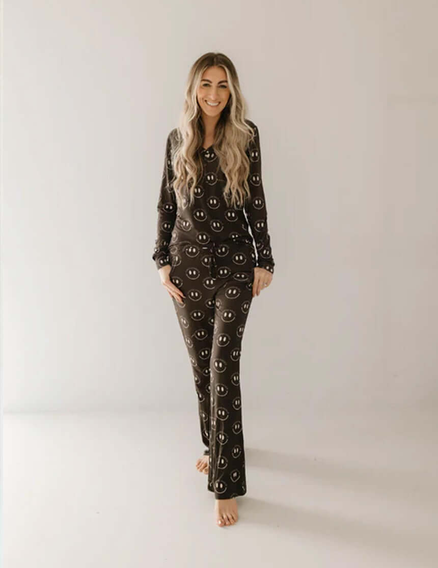 Charcoal & White ff Smile | Women's Bamboo Pajama