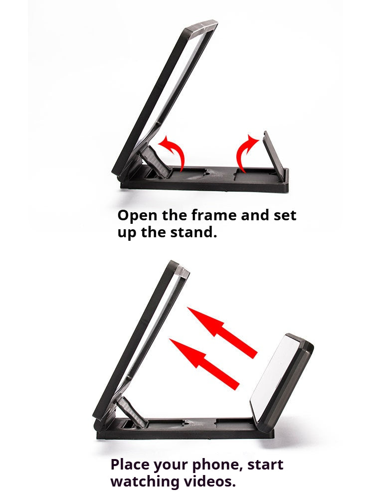3D Phone Screen Magnifier – 8.5" HD Display, Foldable, No Power Required