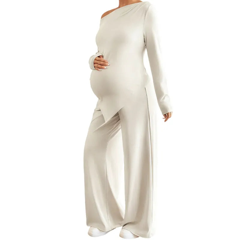 Maternity & Nursing Off-Shoulder Knit Set Dresses