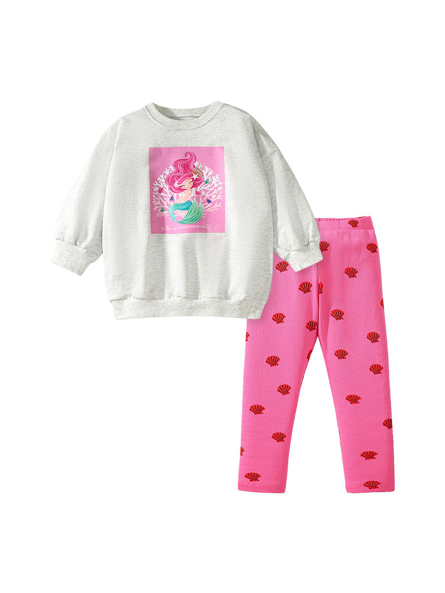 Girls’ Cotton Sweatshirt & Jogger Set – 2-Piece Long Sleeve Outfit
