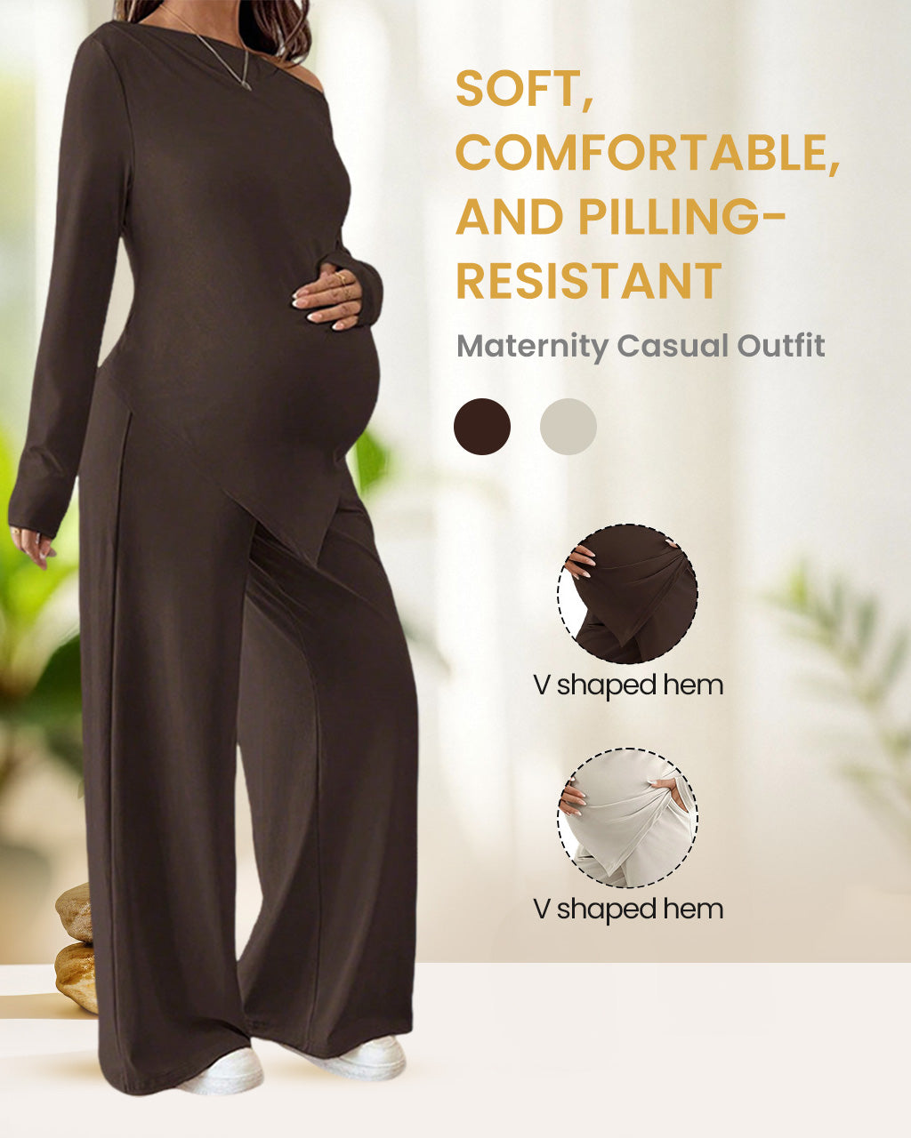 Maternity & Nursing Off-Shoulder Knit Set Dresses