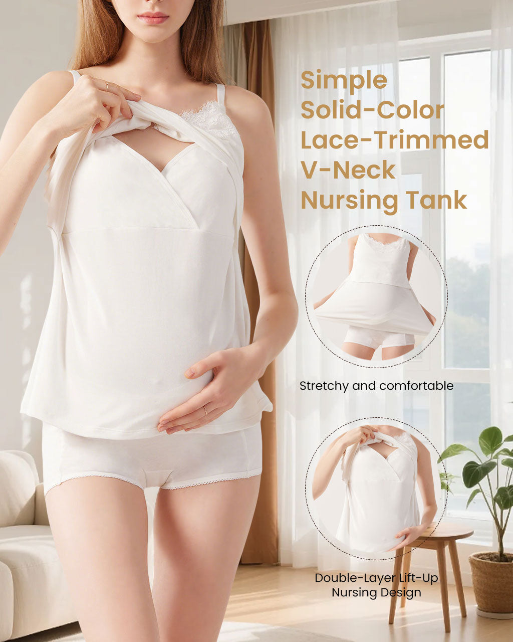 Lace V-Neck Nursing Camisole