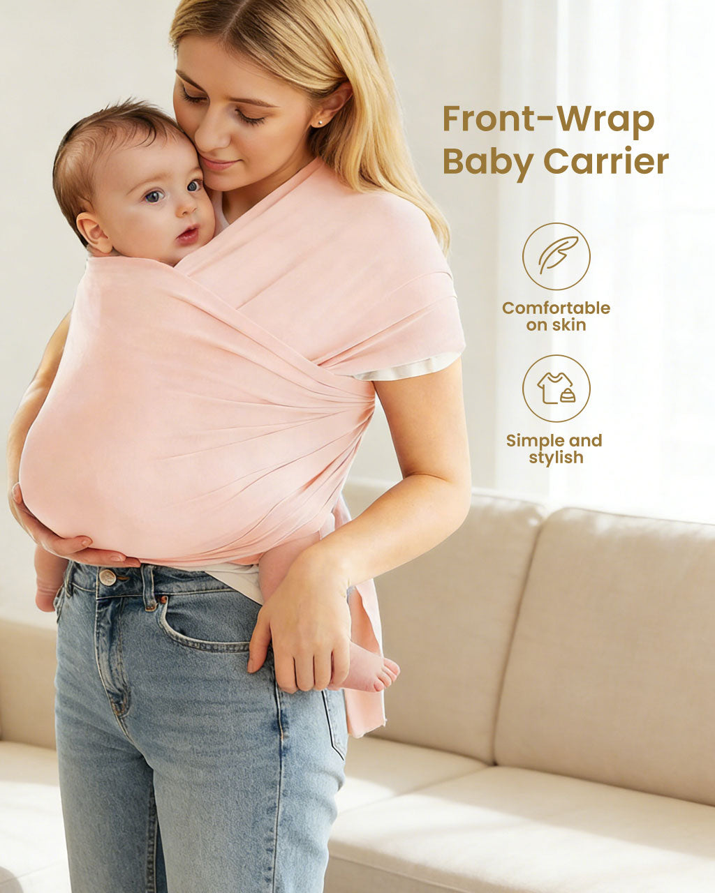 Front-Wear Baby Wrap Carrier – Multi-Functional Newborn to Infant Sling