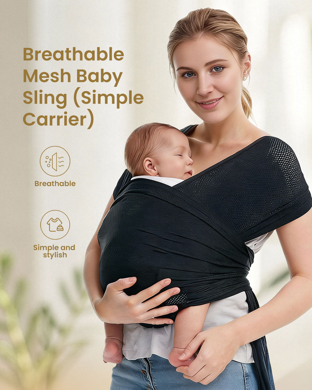 Breathable Mesh Baby Wrap Carrier – Lightweight Front Carry Sling