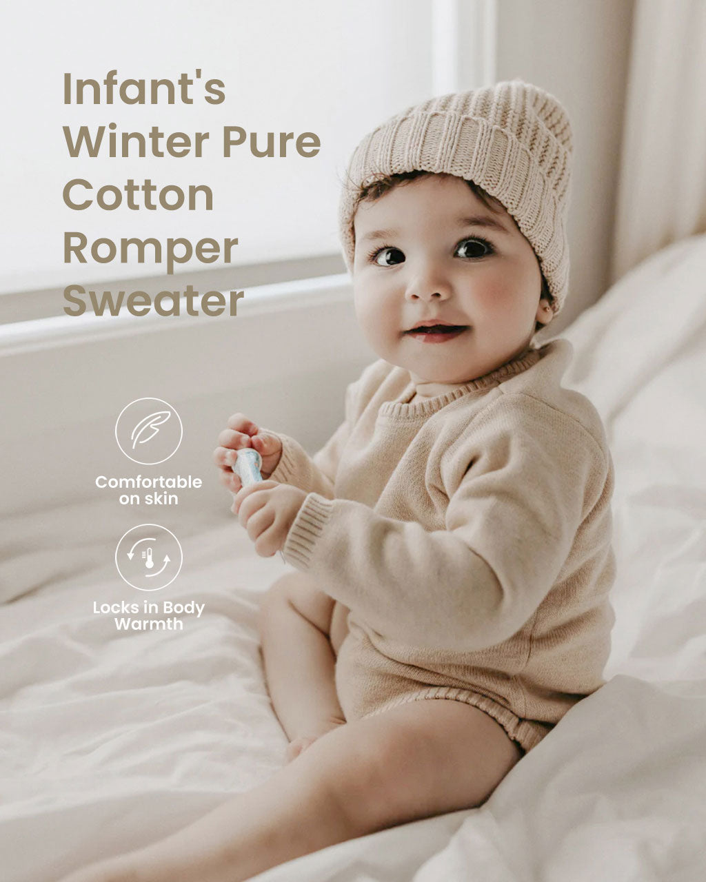 Unisex Long-Sleeve Knit Baby Bodysuit + Pom Beanie