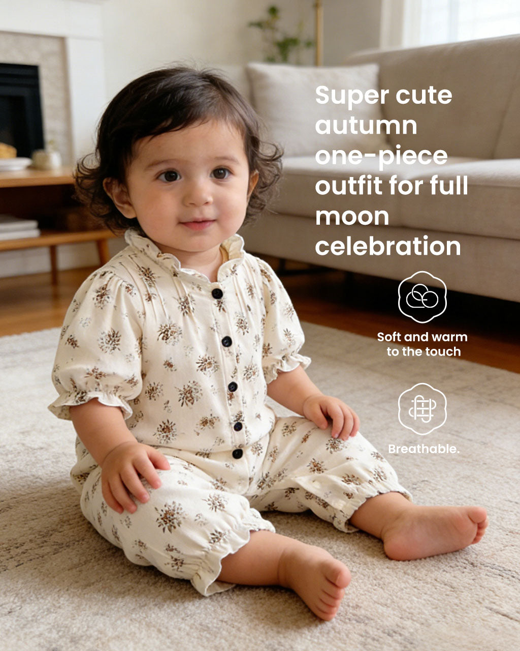 Floral Long-Sleeve Baby Romper for Fall – Newborn & Early Baby