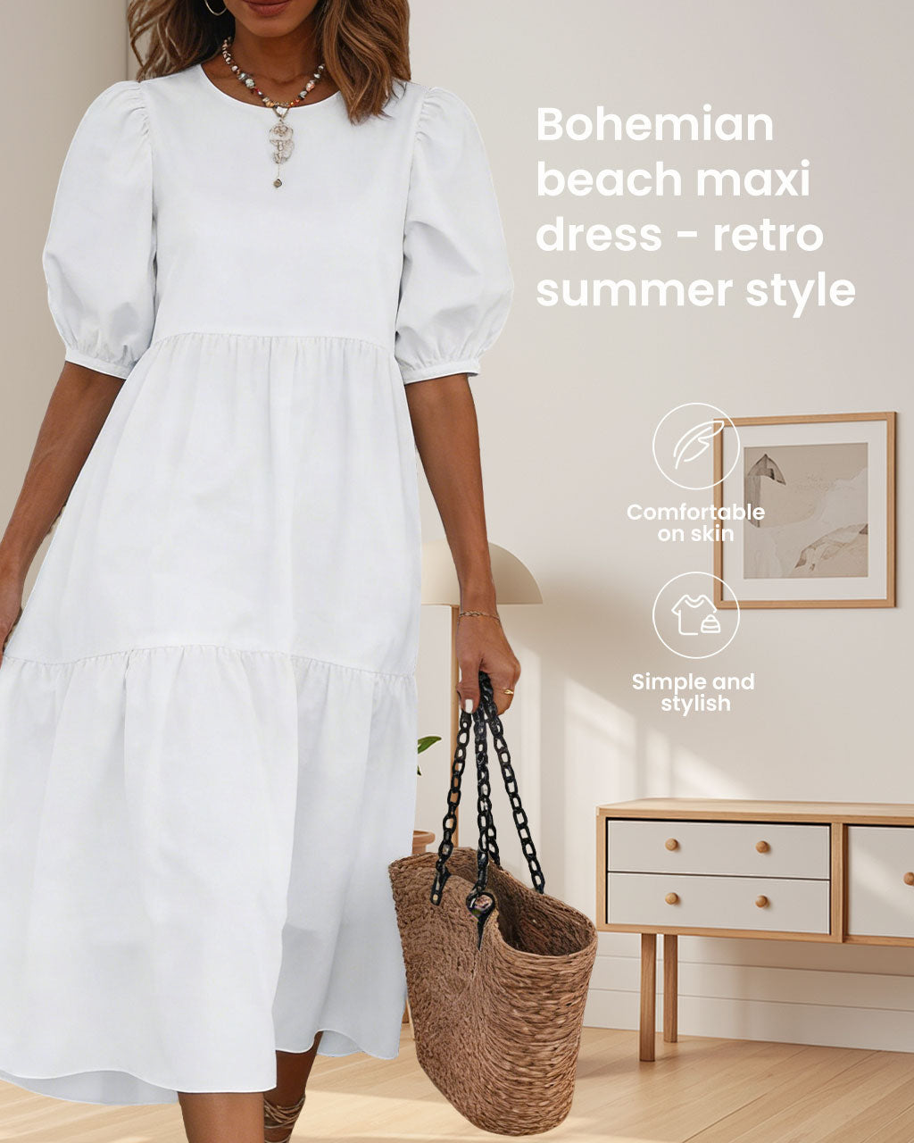 Retro Bohemian Summer Maxi Dress Maternity & Nursing Dress