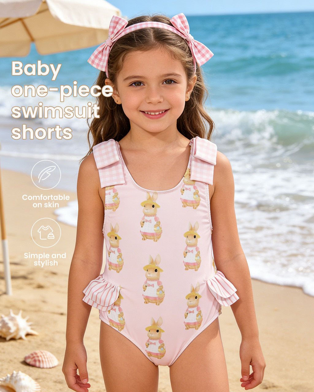 Baby & Toddler Bunny Print Swimsuit – Cute Summer Beach Romper