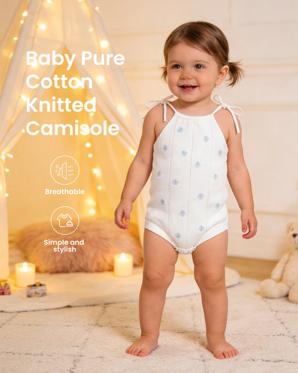 Baby Knit Cotton Romper – Sleeveless Spring & Autumn Triangle Bodysuit