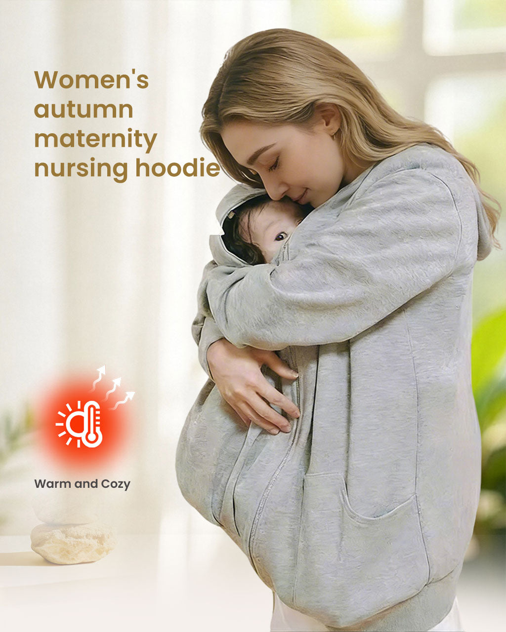 Women's Maternity & Nursing Hoodie – Long Sleeve Fleece Pullover