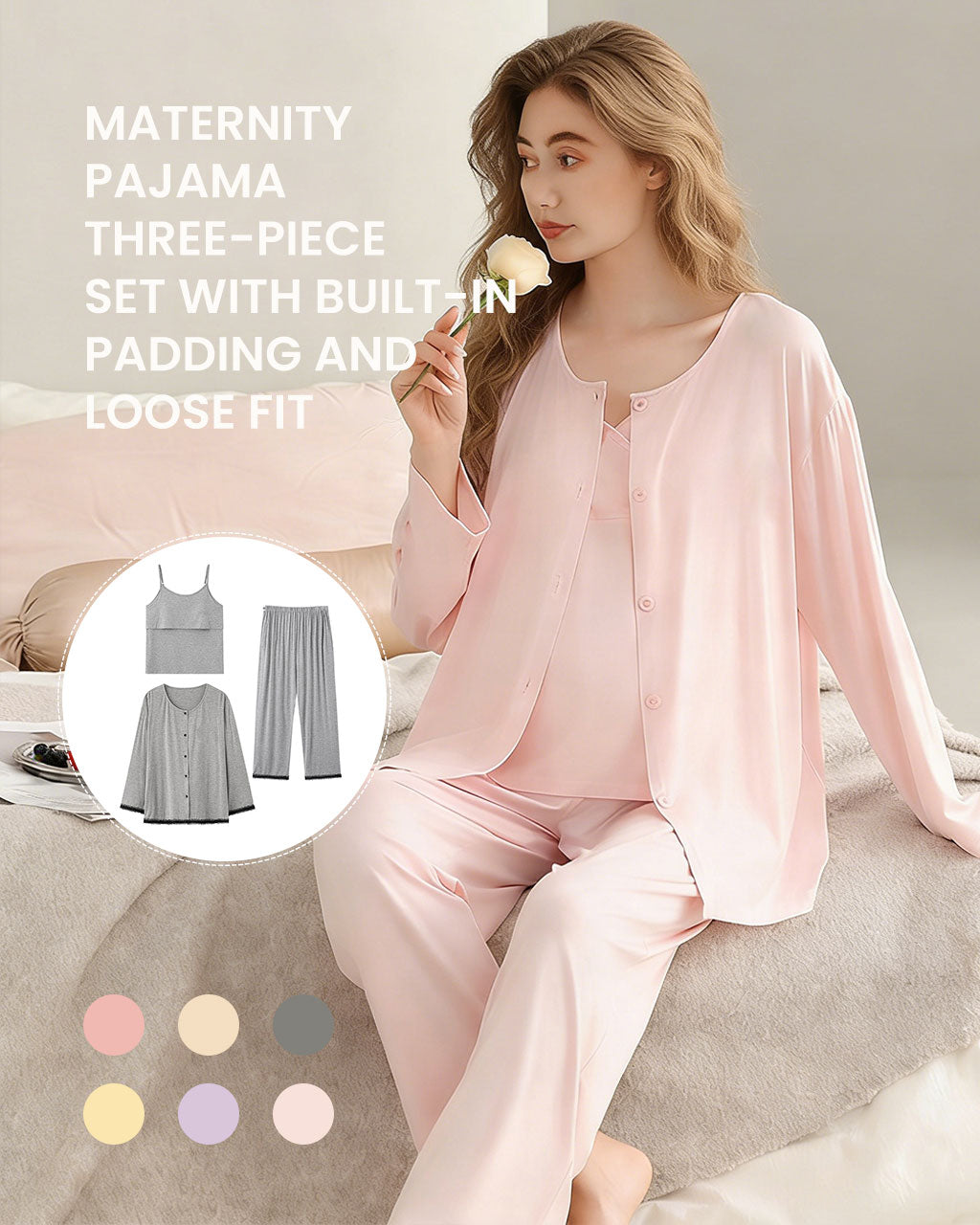 Maternity & Nursing Sleepwear 3-Piece Set