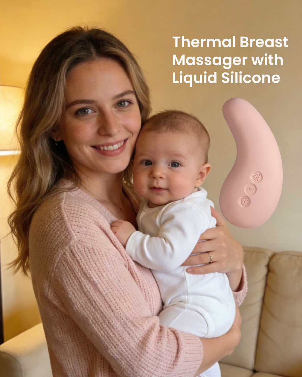 Heated Vibration Breast Massager – Liquid Silicone Nursing Aid for Comfort & Milk Flow