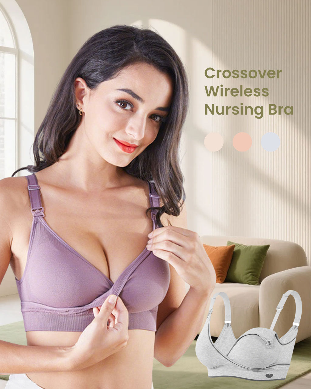 Maternity & Nursing Cross-Front Modal Sports Bra – Wireless Support