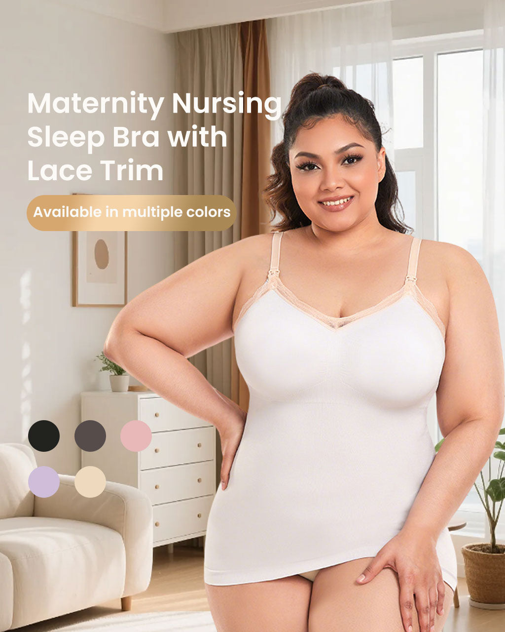 Maternity & Nursing Lace-Trim Nursing Camisole – Padded & Comfortable