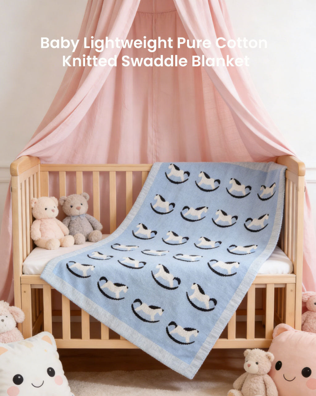 INS-Style Baby Knit Blanket – Four-Season Cotton Swaddle & Receiving Blanket