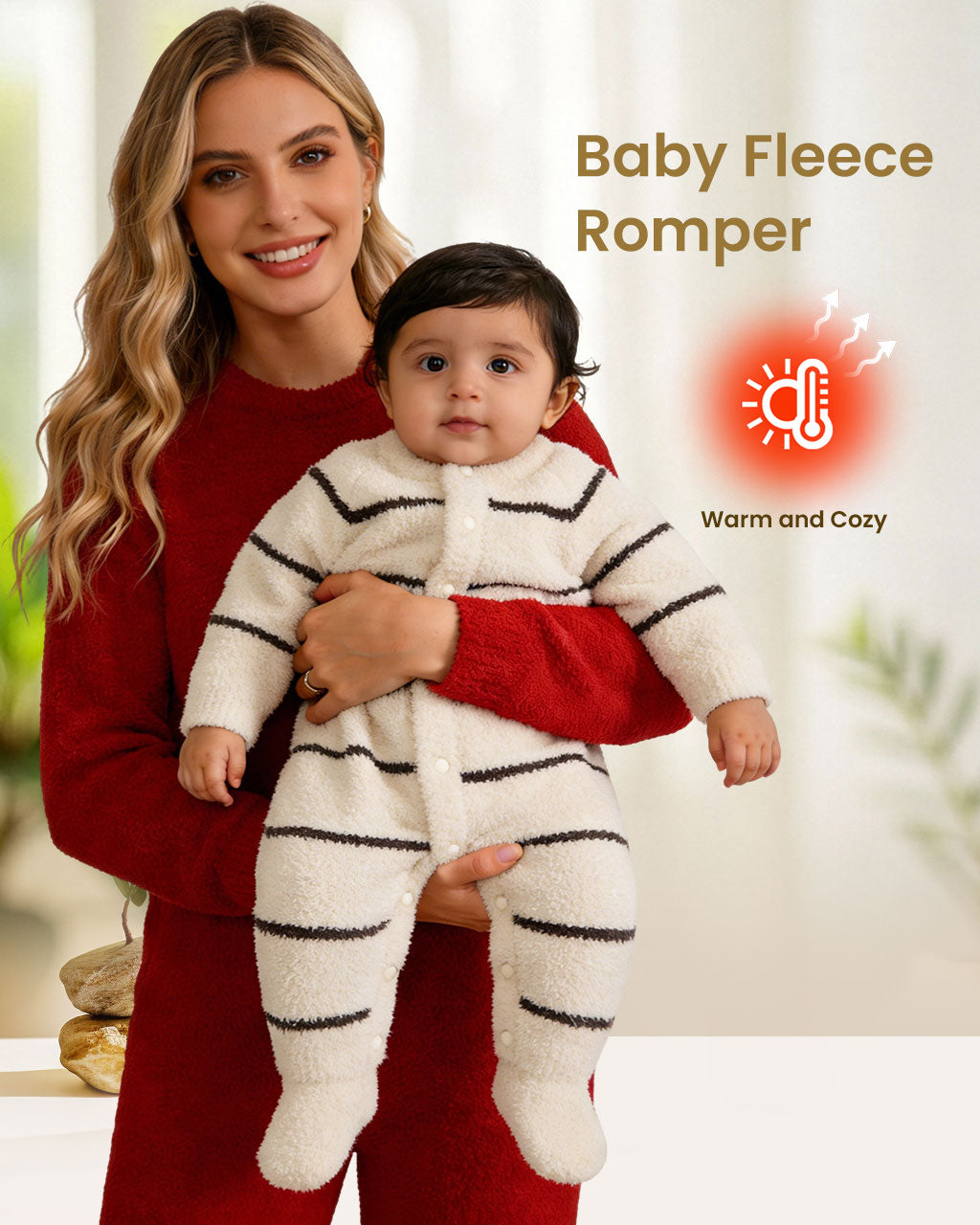 Plush Fleece Lined Baby Bodysuit – Winter Warmth for Newborns