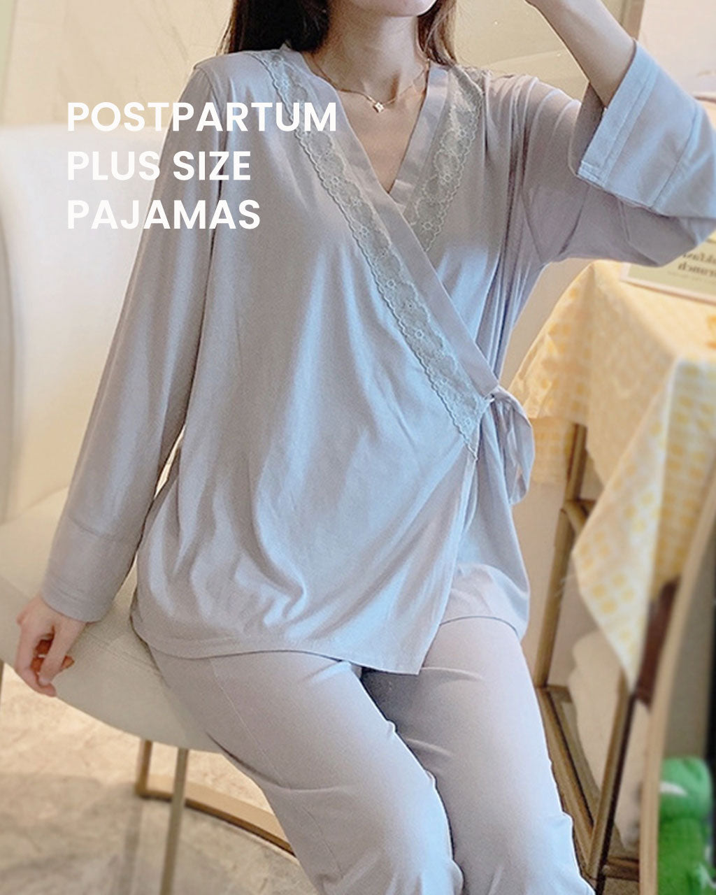 Labor & Delivery Cotton Maternity & Nursing 2-Piece Set