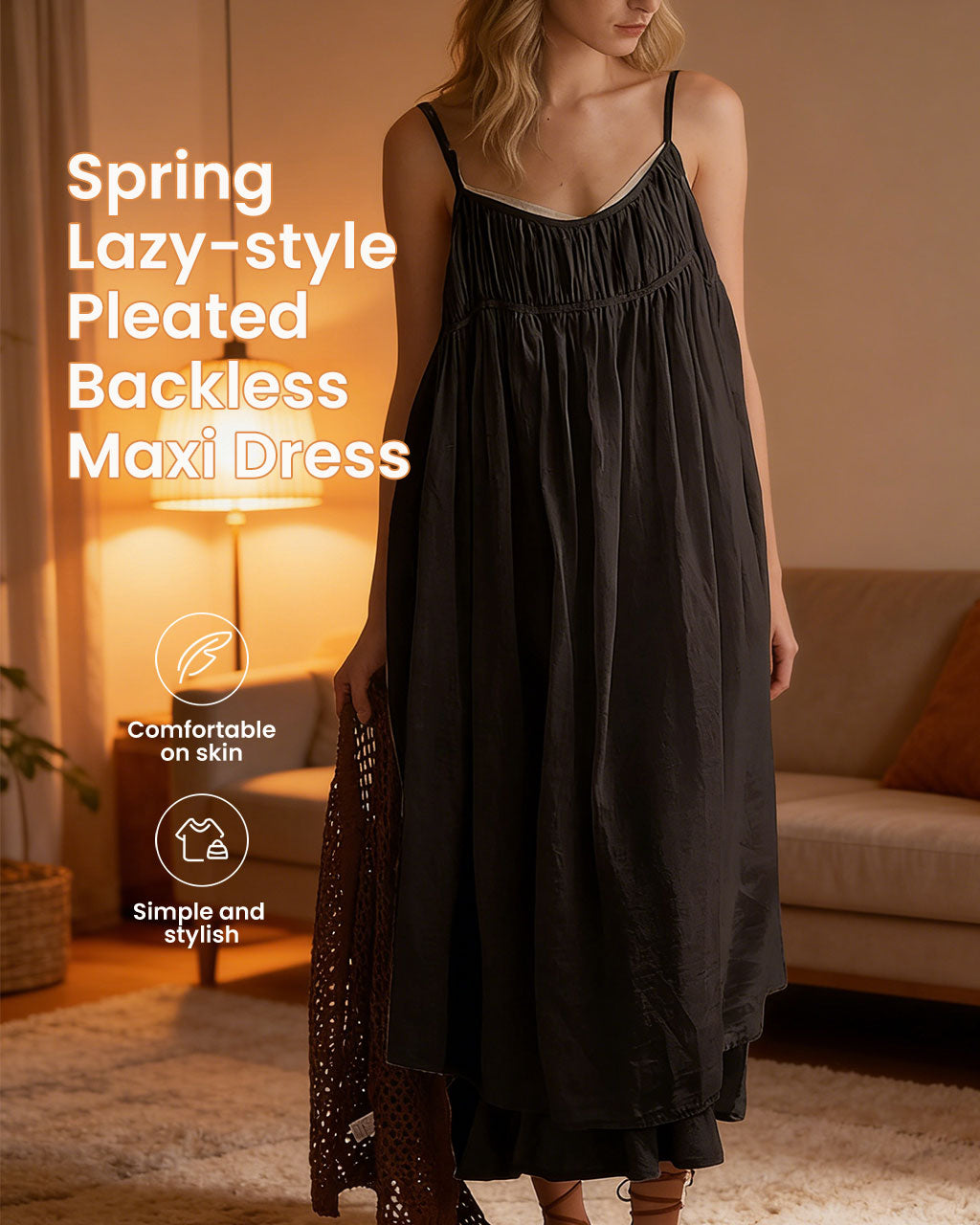 Backless Crinkle Maternity Dress – Relaxed Minimalist Summer Maxi Dress