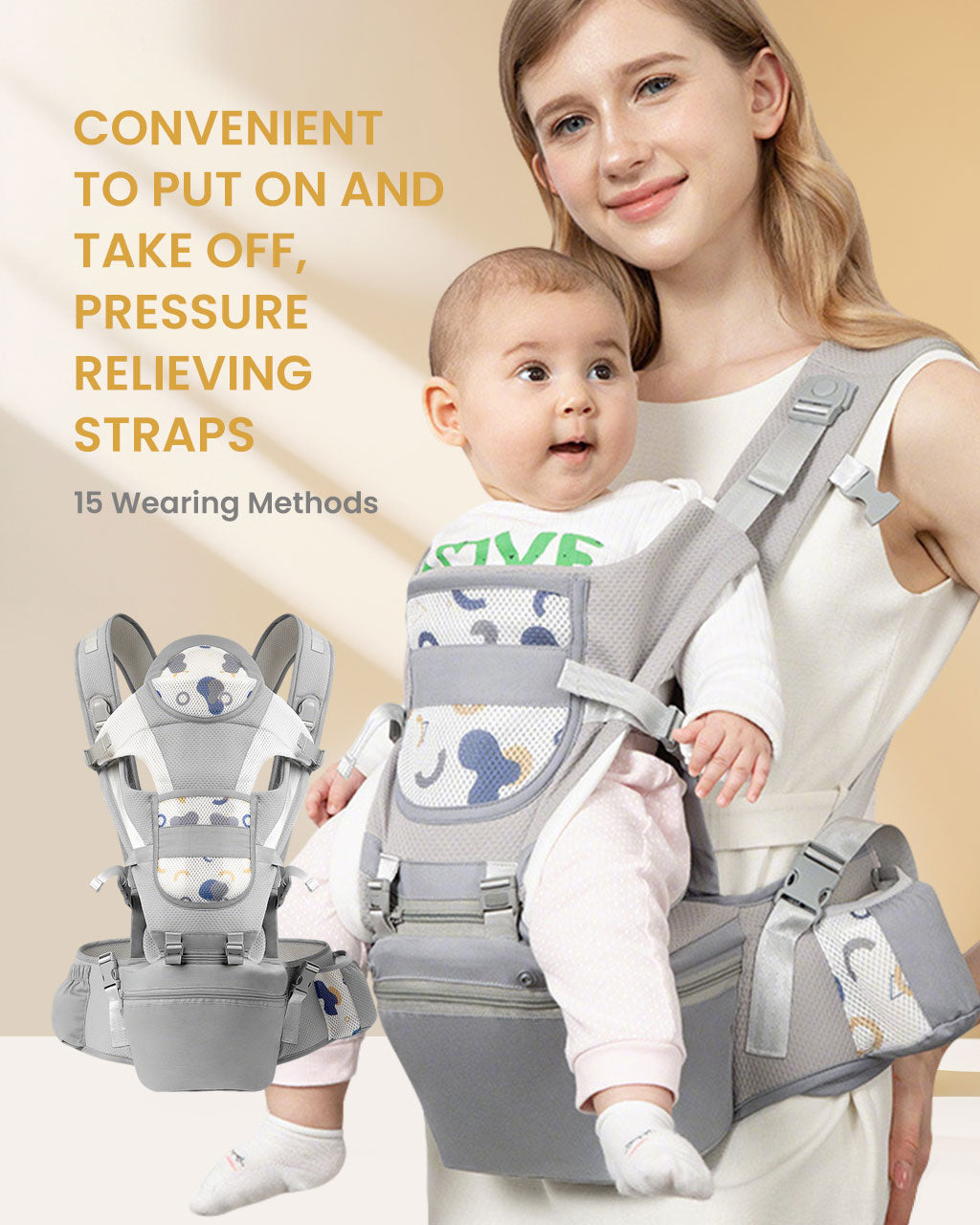 All-in-One Baby Carrier Hip Seat for Newborn to Toddler