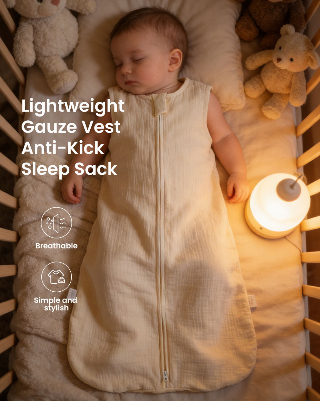 Muslin Cotton Baby Sleep Sack – Lightweight Anti-Kick Vest for Spring & Summer