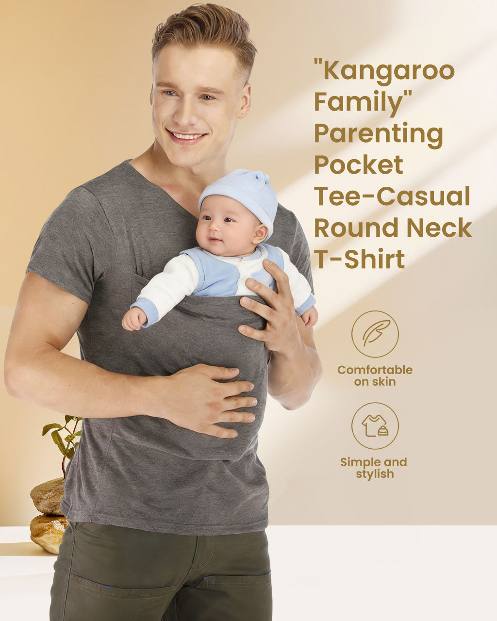 Kangaroo Mom & Dad Multi-Functional Pullover Tee – Casual Crewneck