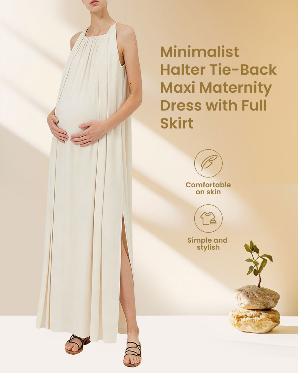 French-Inspired Halter Tie Maxi Dress Maternity & Nursing dress