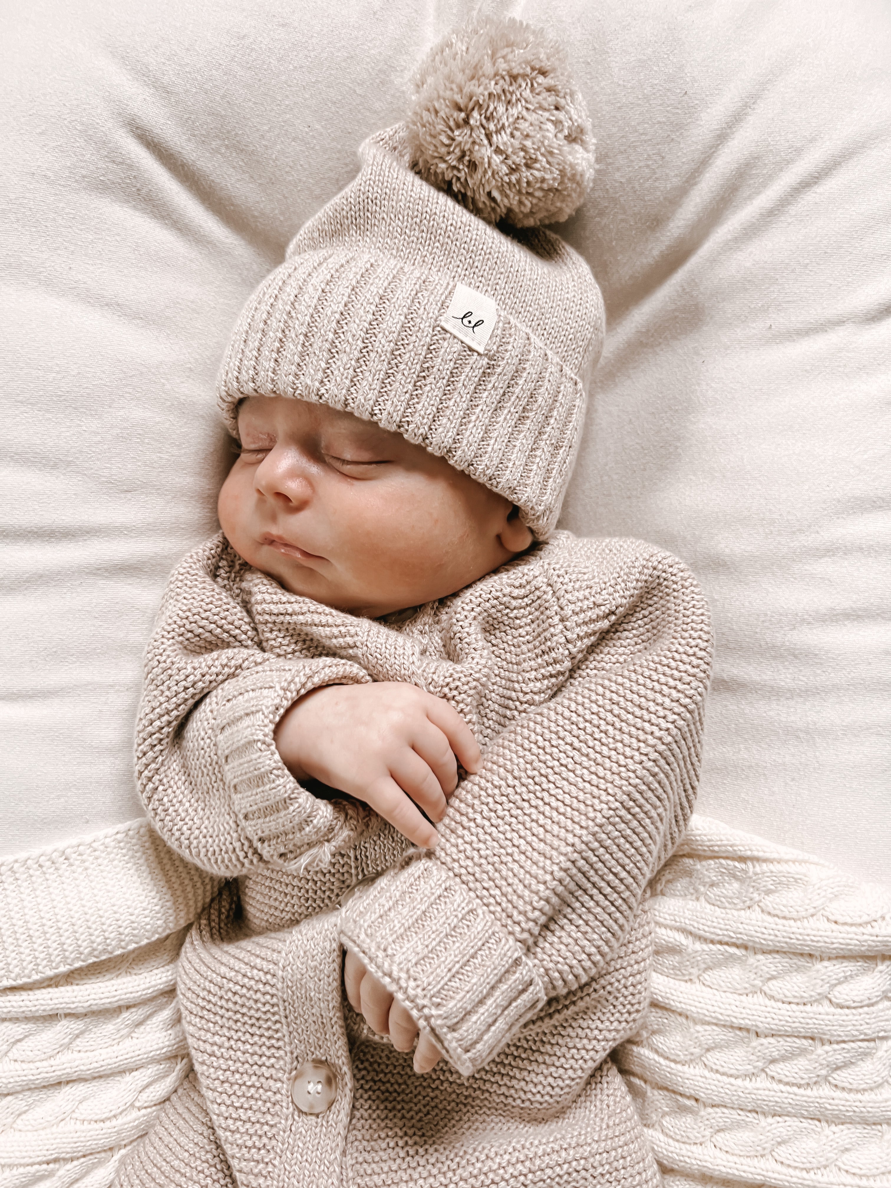 Luna + Luca Pom Beanie | Heather Beige