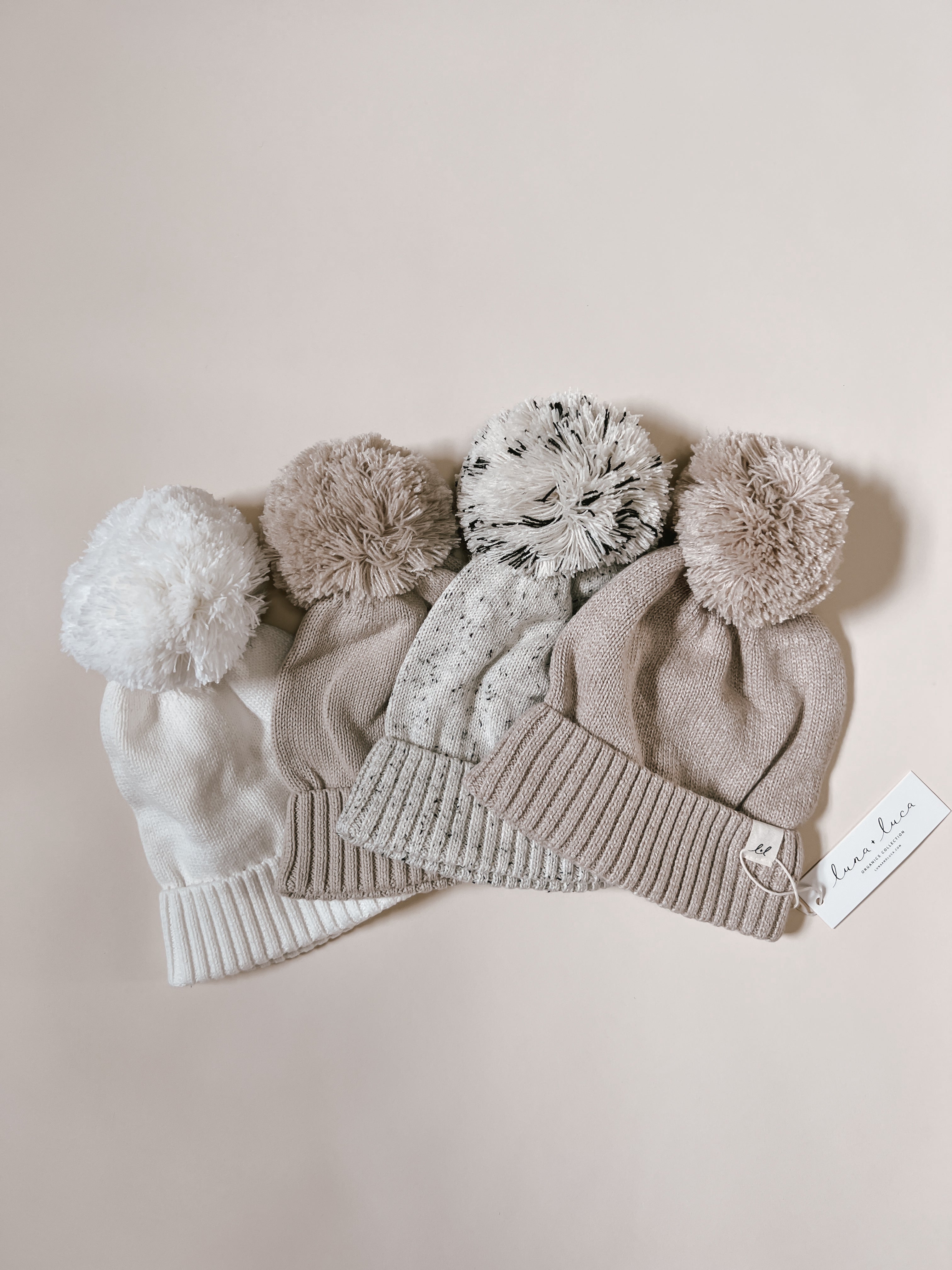 Luna + Luca Pom Beanie | Heather Beige