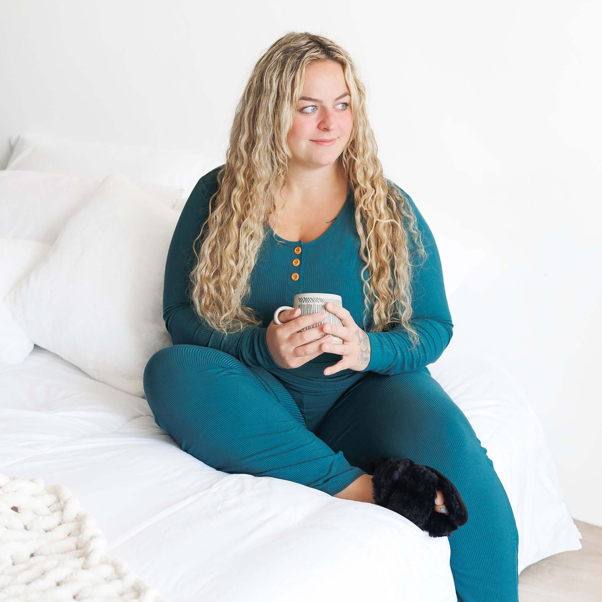 Peacock Ribbed | Women's Pajama Set