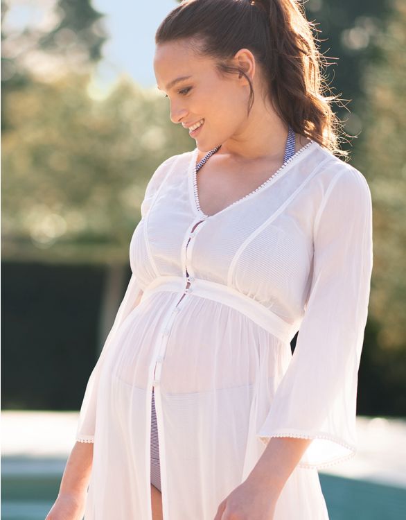 Seraphine Ivory Maternity Kaftan Swimsuit Cover-Up Martiza