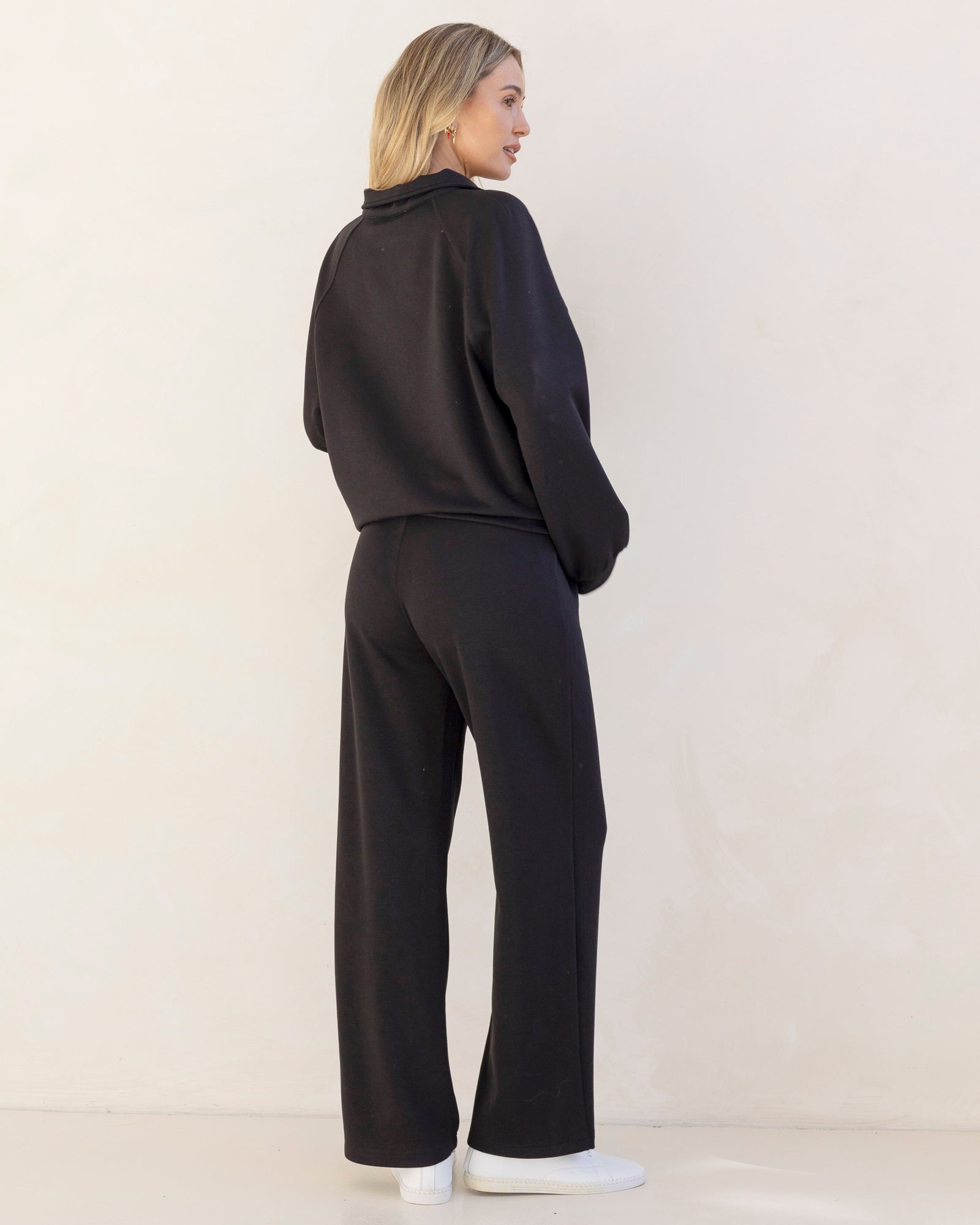 Alanna Maternity Zipper Track Top in Black