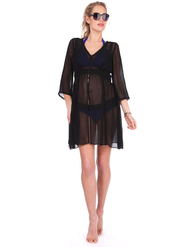 Seraphine Black Maternity Kaftan Swimsuit Cover-Up Martiza