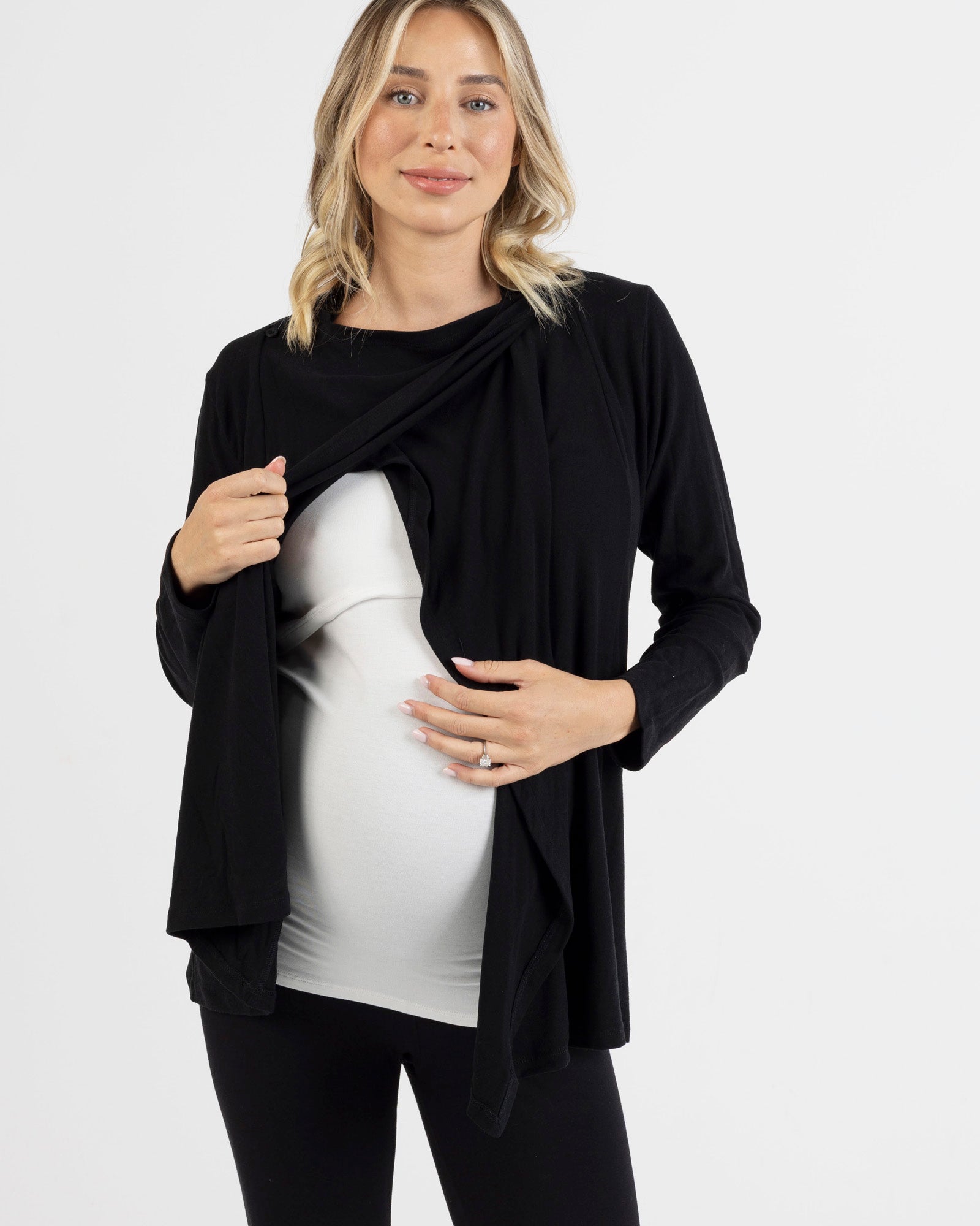Cynthia Button Design Nursing Cardigan in Black