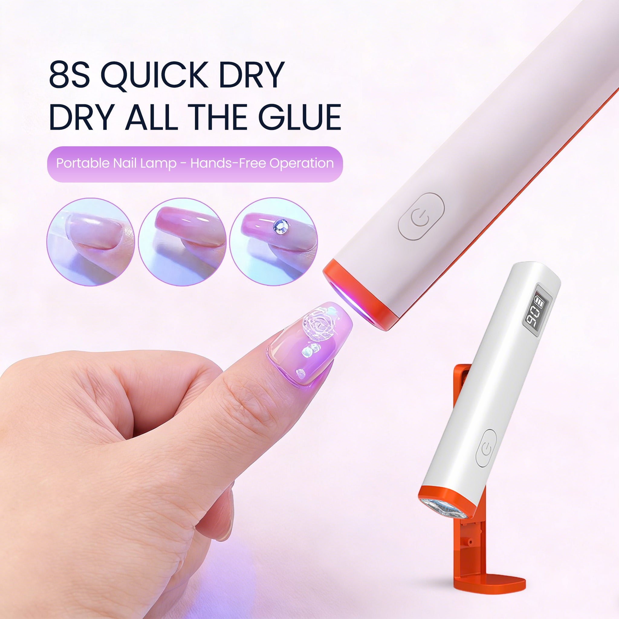 Handheld Nail Curing Lamp – Adjustable Stand, Rechargeable, 3 Timer Modes