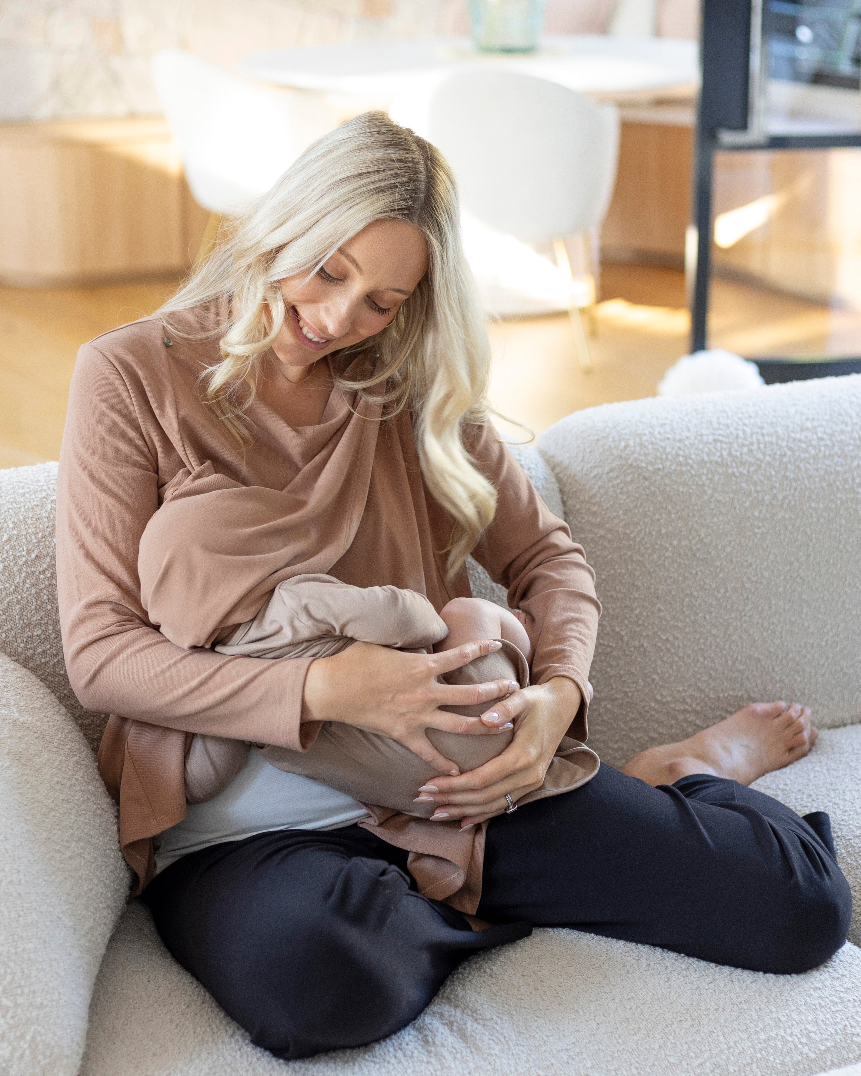 Cynthia Button Design Nursing Cardigan in Taupe