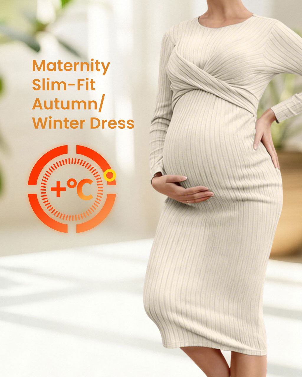 Cross-Back Long Sleeve Maternity & Nursing Maxi Dress