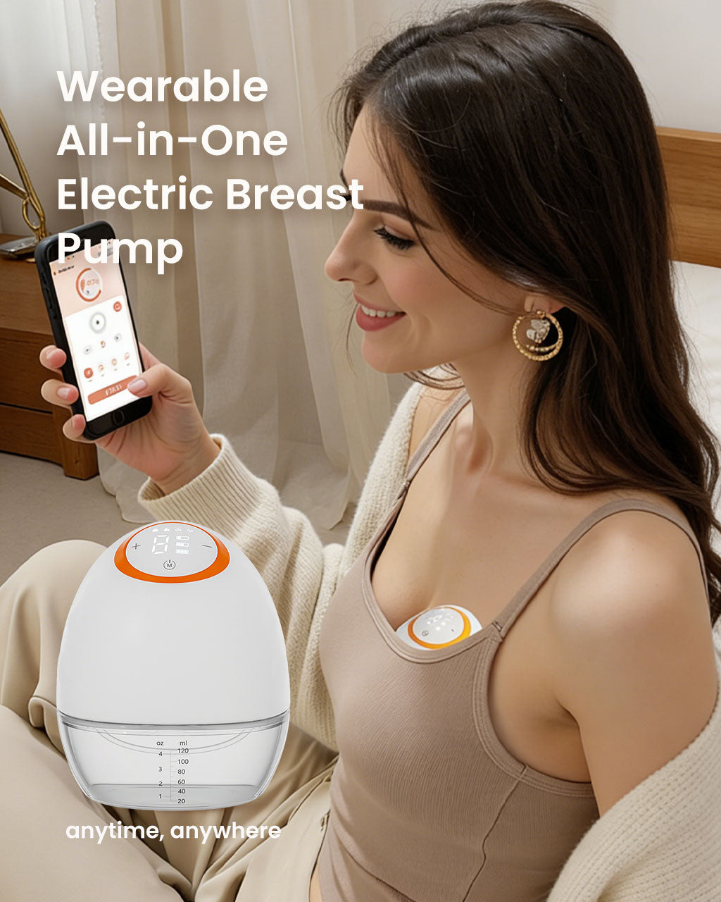 Hands-Free Wearable Electric Breast Pump with Collection Bottle
