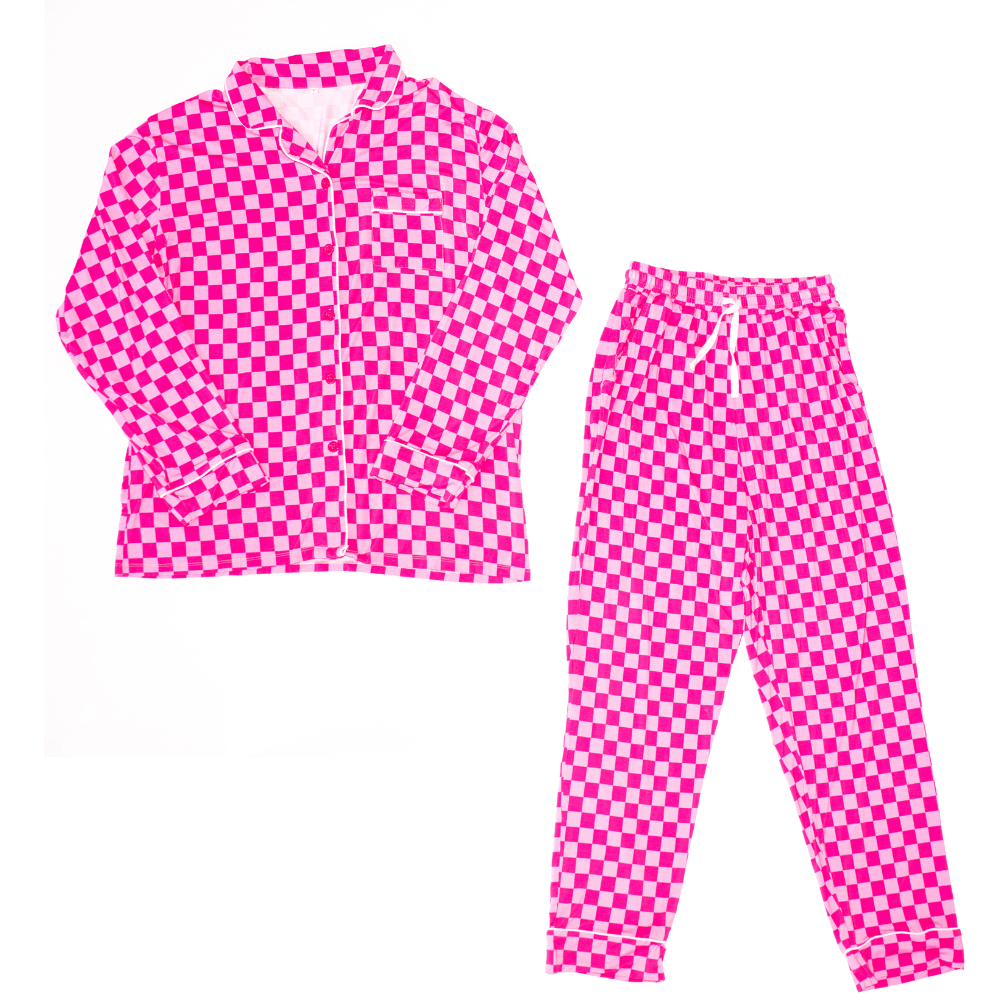 Pink Vibes Button-Up Luxe Pajamas